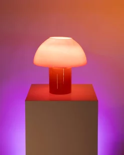 Cogumelo Glaslampe rosa gelb