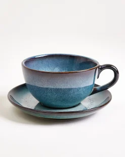 Madeira Teetasse & Untertasse groß classic grünblau 4er-Set