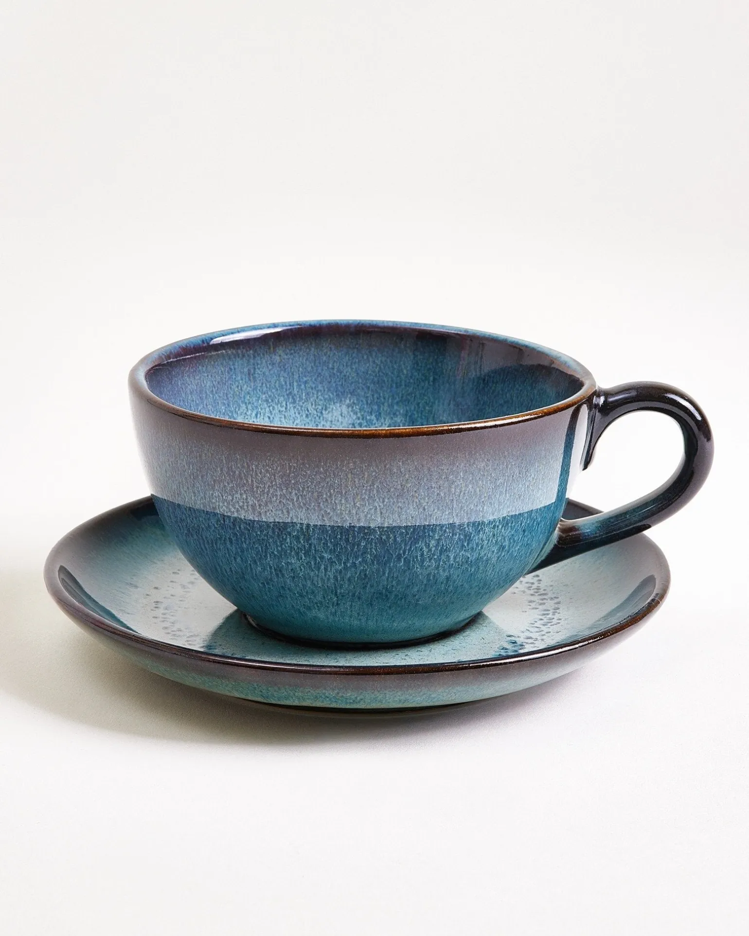 Madeira Teetasse & Untertasse groß classic grünblau