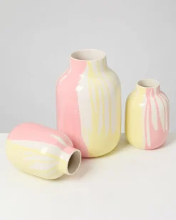 Nuno Vase M drip gelb rosa