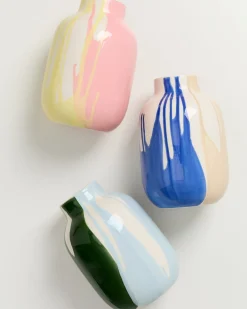 Nuno Vase M drip sand blau
